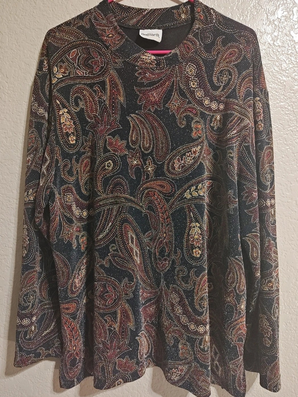 BonWorth A-Line Skirt in Black with Multicolor Paisley